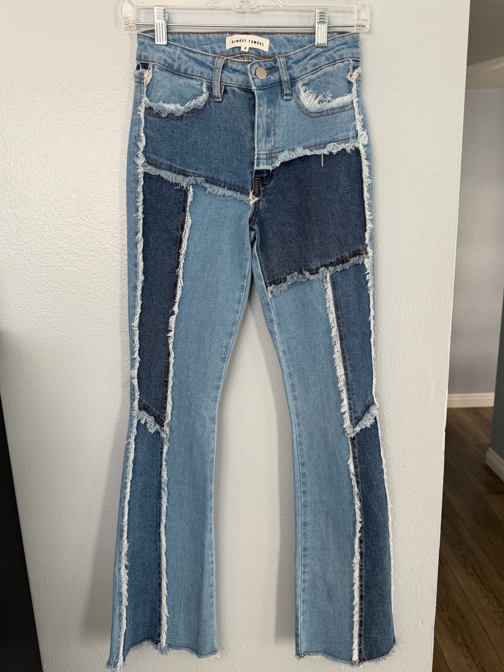 Almost Famous patchwork flare jeans size 0